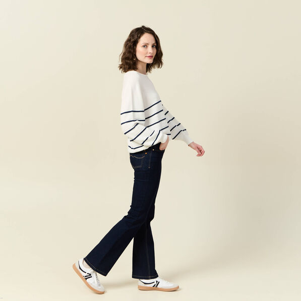Pull manches longues bleu marine femme