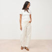 Jeans barrel taille haute bas resserr&eacute; ecru femme