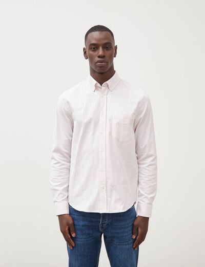 Chemise manches longues col am&eacute;ricain rose poudr&eacute;e homme