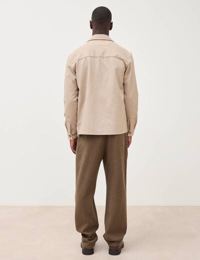 Surchemise droite col am&eacute;ricain beige homme