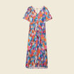 Robe longue droite fluide multicolore femme