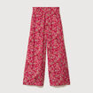 Pantalon large taille haute rouge cerise femme