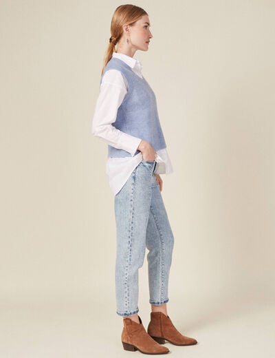 Pull éco-responsable bleu gris femme