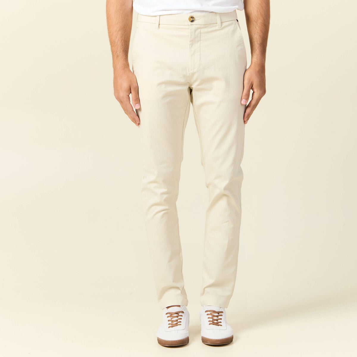 Pantalon chino longueur 32 sable homme