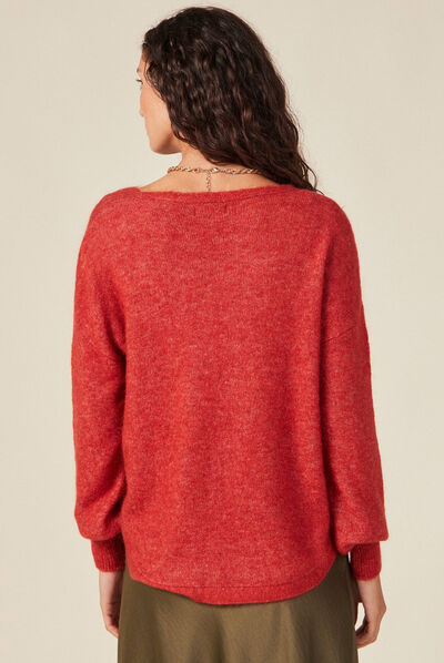 Pull éco-responsable rouge foncé femme