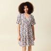 Robe col V manches courtes bleu femme