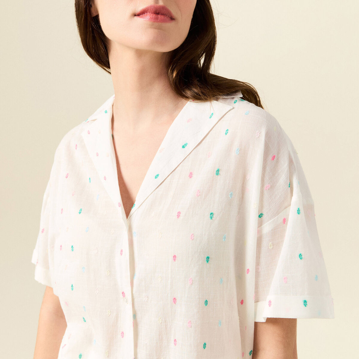 Chemise manches courtes multicolore femme