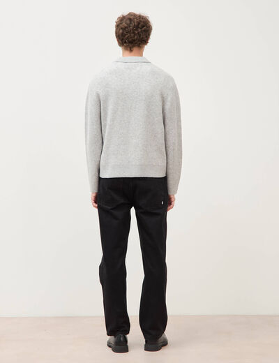 Pull droit manches longues gris homme