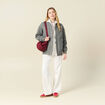 Gilet manches longues capuche ecru femme