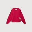 Sweat droit col rond manches longues rouge clair femme