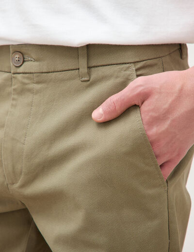 Pantalon chino slim vert kaki homme
