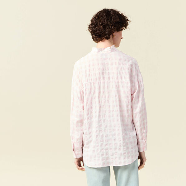 Chemise manches longues rose clair femme