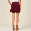 Short paperbag velours prune femme