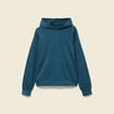 Sweat &agrave; capuche manches longues brillant bleu canard femme