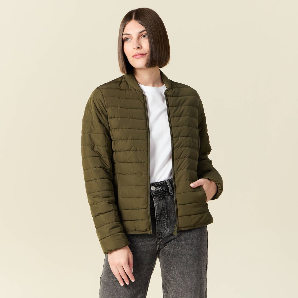 Doudoune éco-responsable vert kaki femme