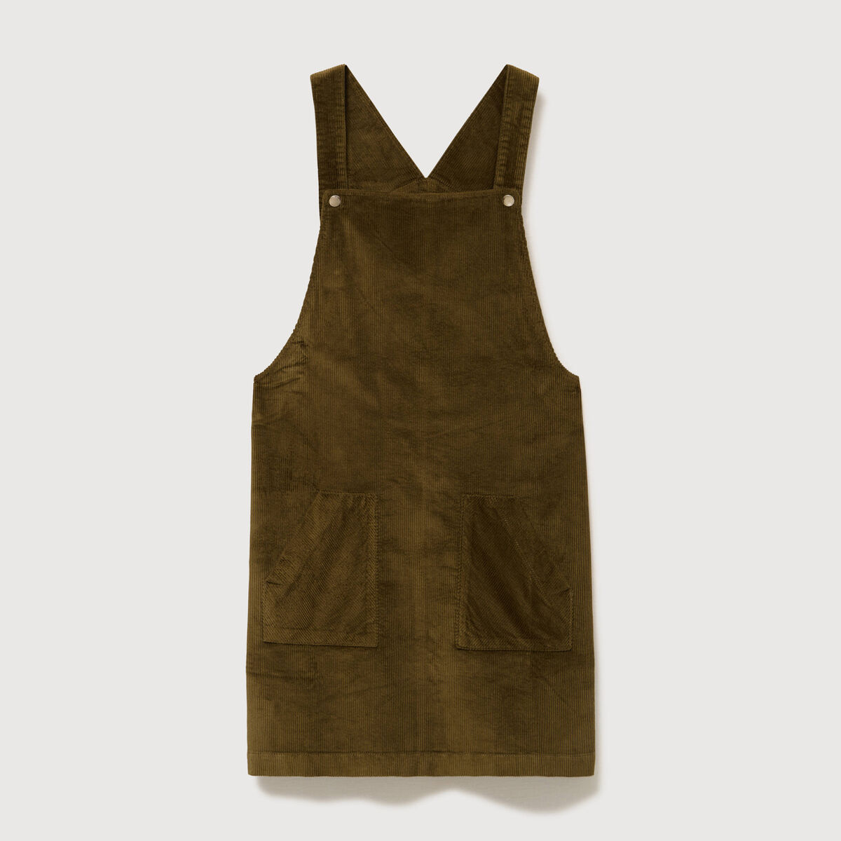 Robe sans manches en velours vert olive femme