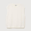 Pull droit court sans manches col rond ecru femme