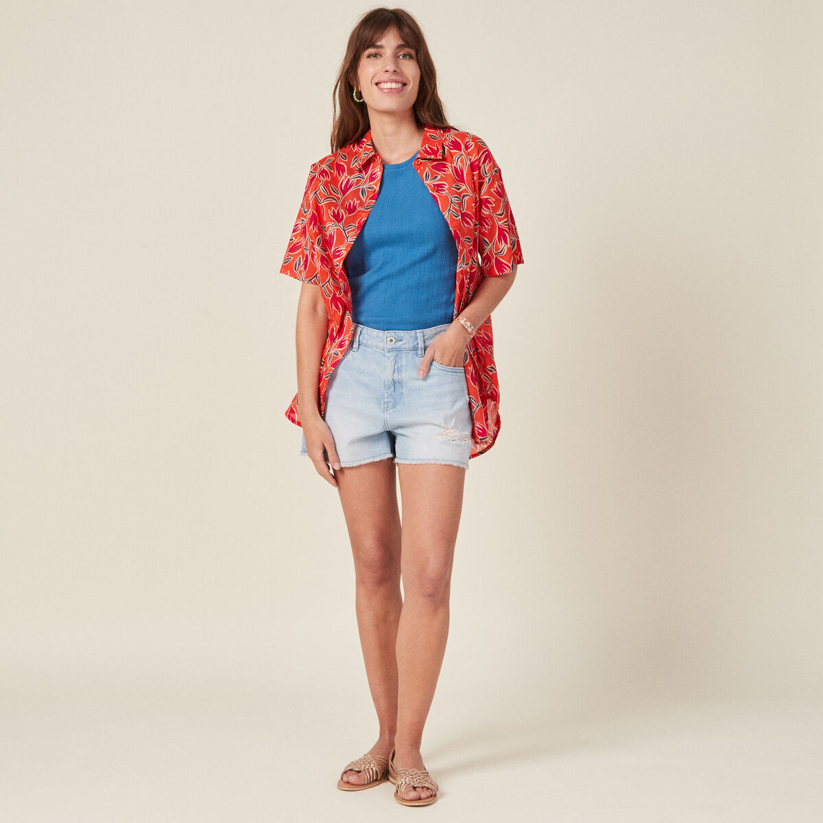 Chemise éco-responsable orange femme