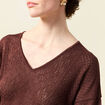 Pull manches longues ajouré bordeaux femme