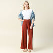 Pantalon large fluide noeud marron cognac femme