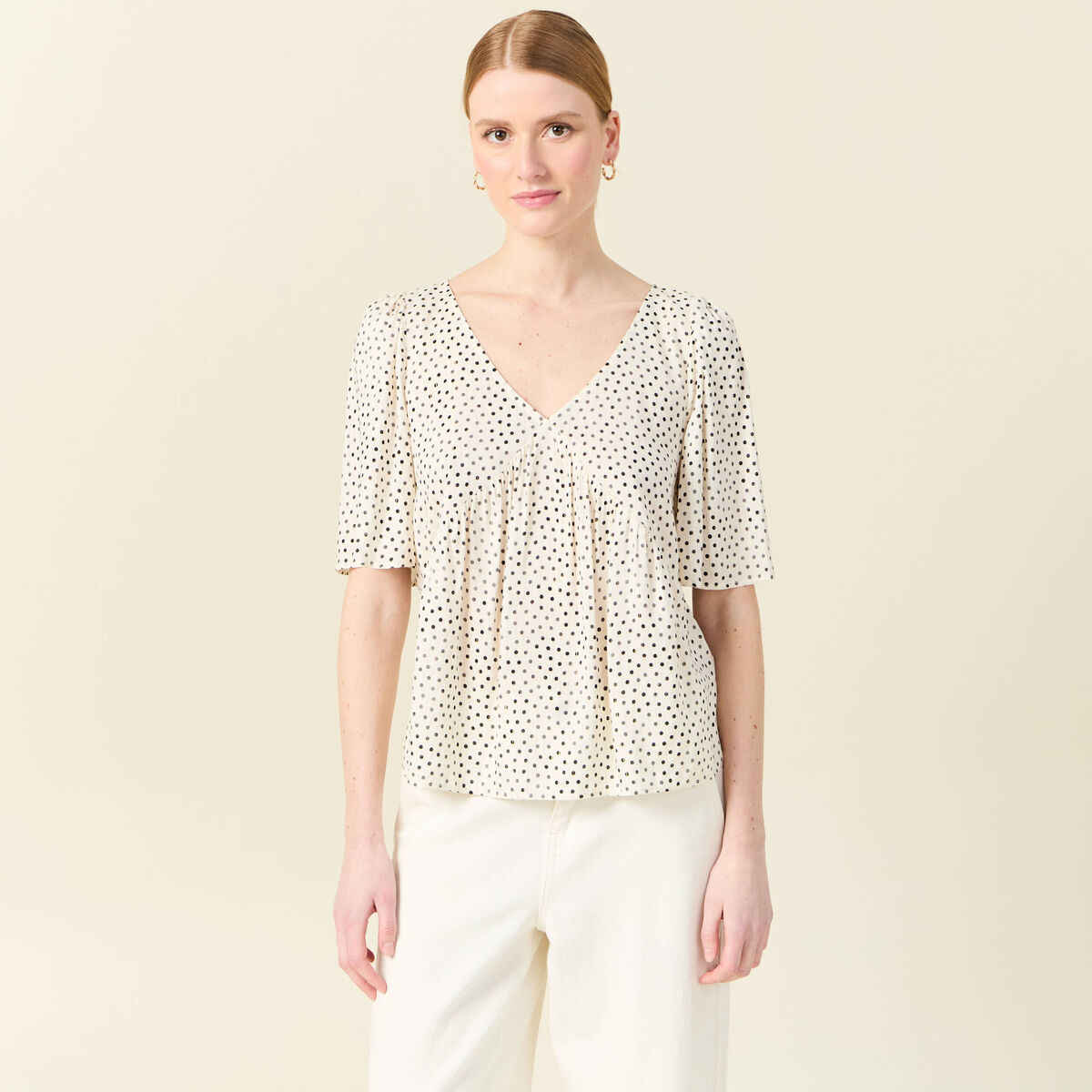 Blouse manches courtes blanc femme