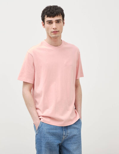 T-shirt ample en coton manches courtes rose poudr&eacute;e homme
