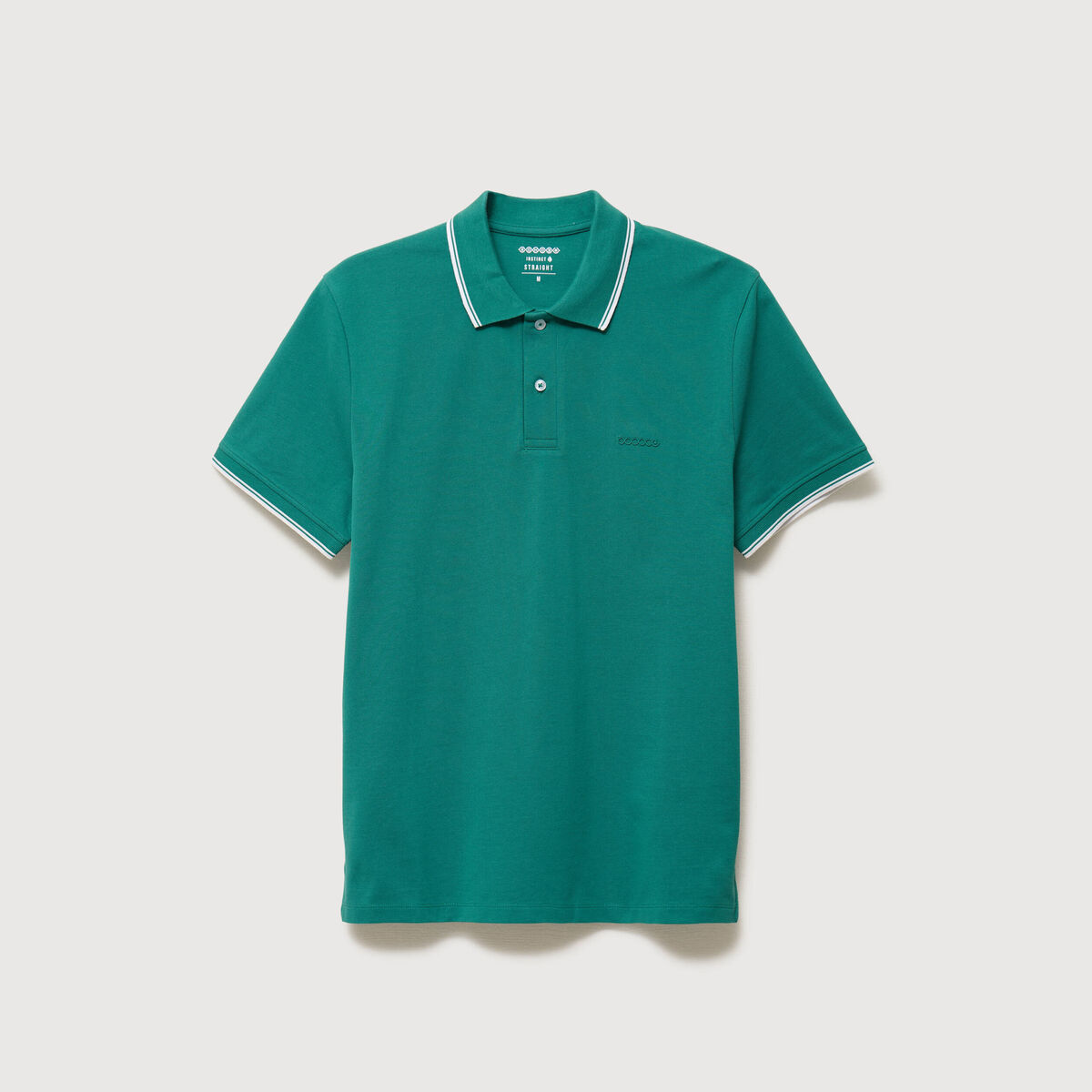 Polo cintr&eacute; en coton manches courtes vert &eacute;meraude homme