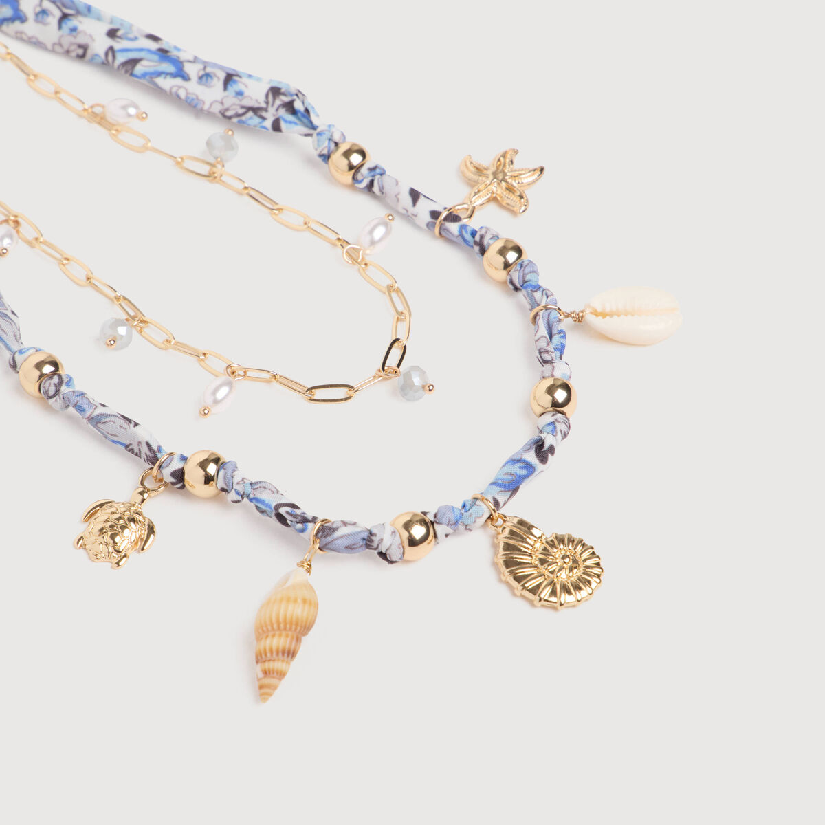 Collier avec cha&icirc;ne bleu ciel femme