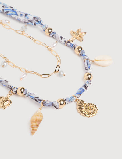 Collier avec cha&icirc;ne bleu ciel femme