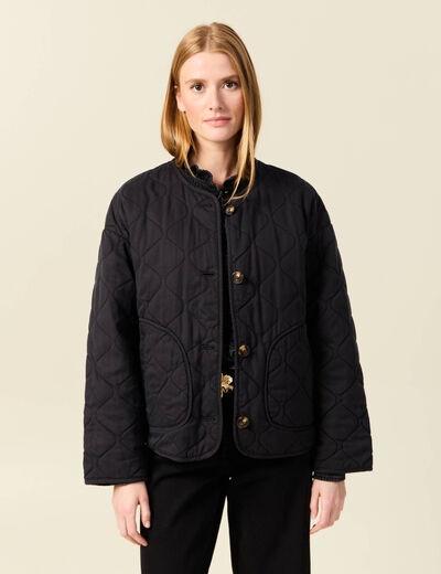 Veste oversize manches longues doubl&eacute;e gris fonc&eacute; femme