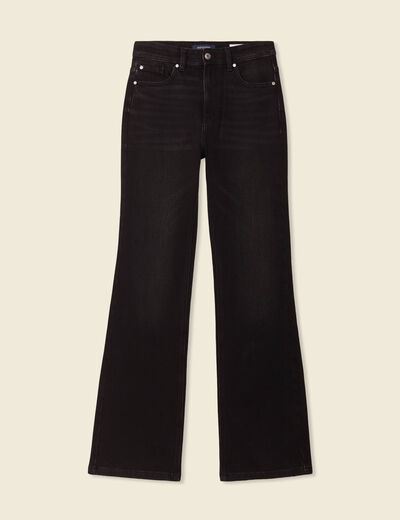 Jeans flare taille haute denim noir femme