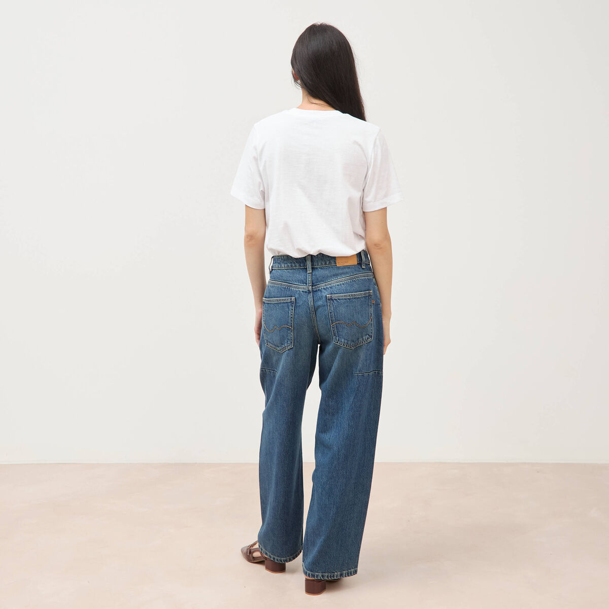 Jeans barrel taille standard bleu femme