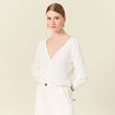 Gilet manches longues ajouré ecru femme