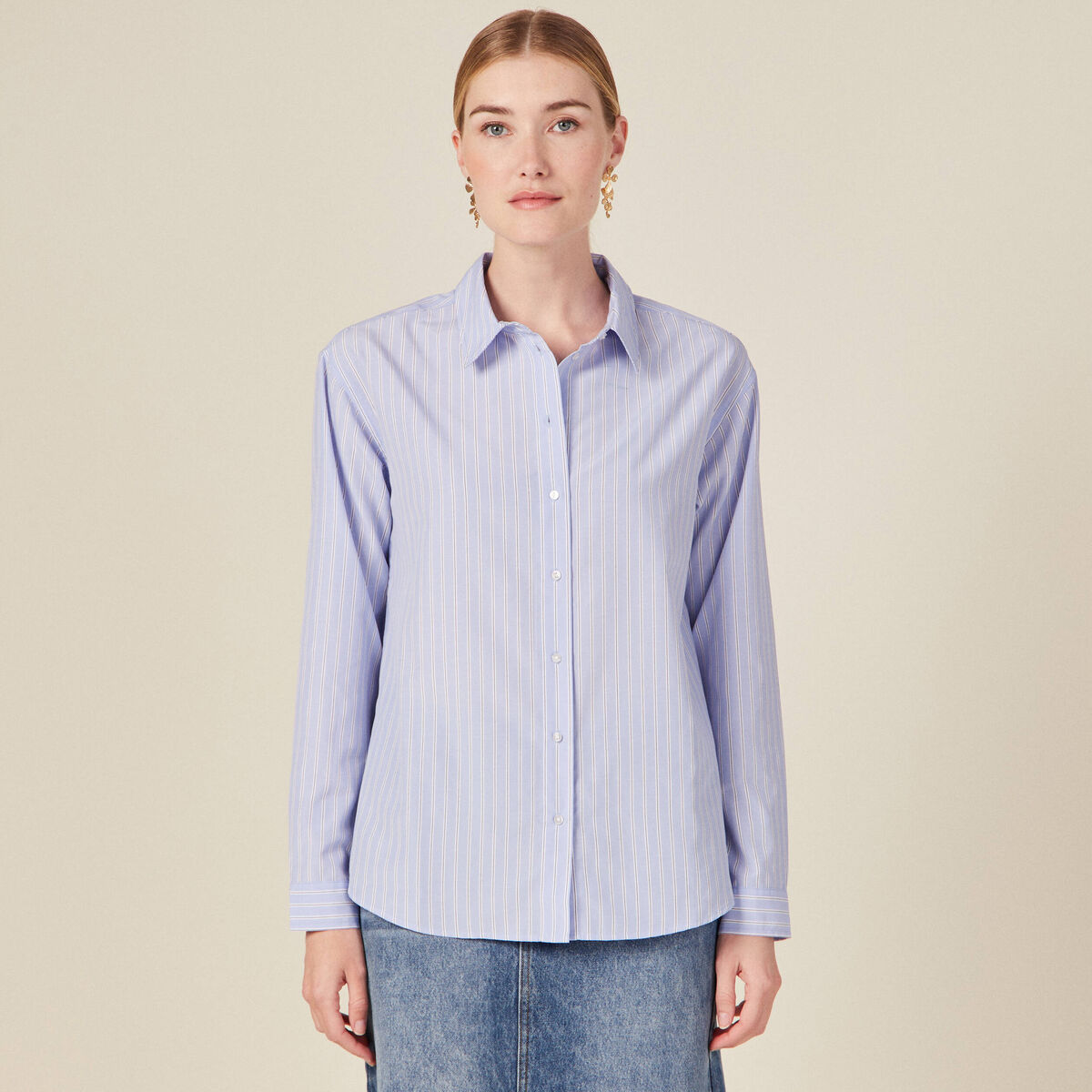 Chemise éco-responsable bleu ciel femme