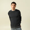 Pull col rond manches longues en coton bleu marine homme