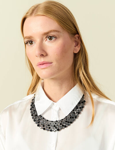 Collier avec strass noir femme