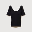T-shirt ajust&eacute; d&eacute;collet&eacute; manches courtes noir femme