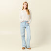 Pull manches longues ajouré ecru femme