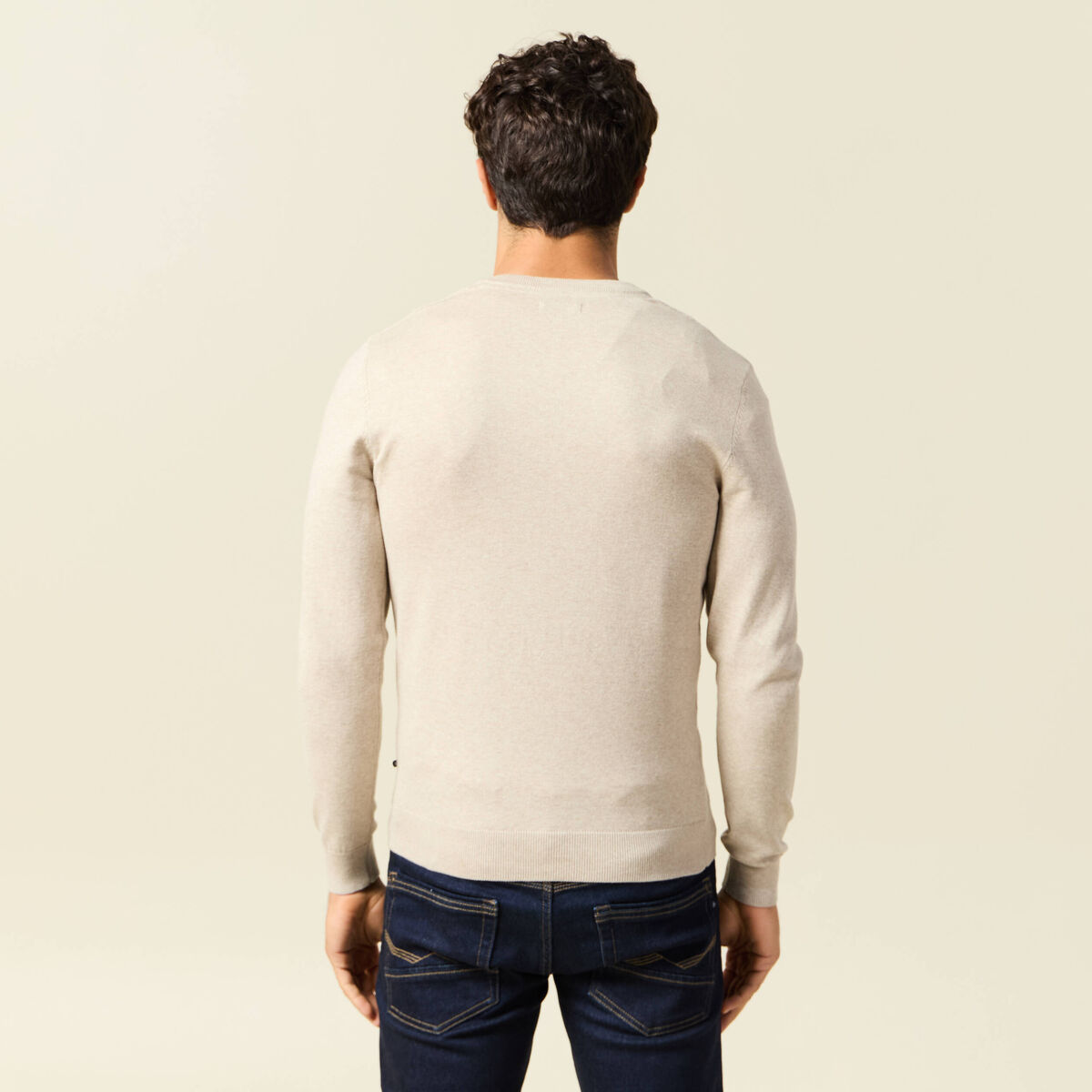 Pull manches longues sable homme