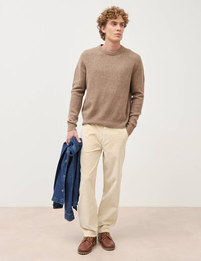 Pantalon droit en velours longueur 32 sable homme