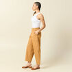 Pantalon barrel cargo taille standard jaune moutarde femme