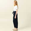 Pantalon carotte ceinturé bleu marine femme