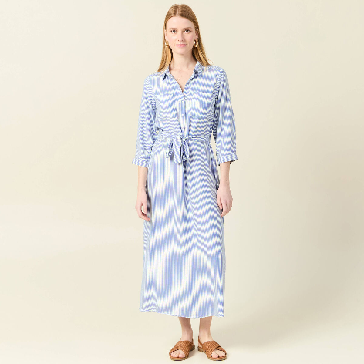Robe chemise éco-responsable ecru femme