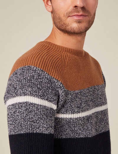 Pull manches longues fabriqué en France marron homme