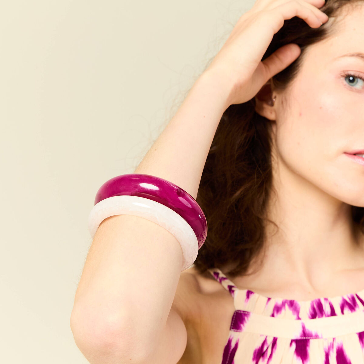Lot 2 bracelets manchettes violet clair femme