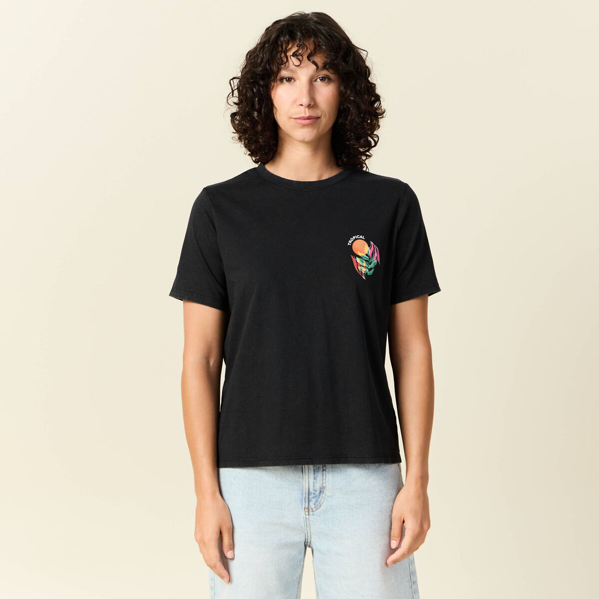 T-shirt manches courtes noir femme