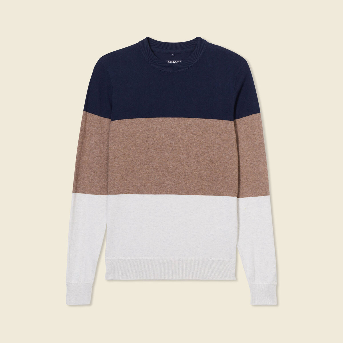Pull manches longues beige homme