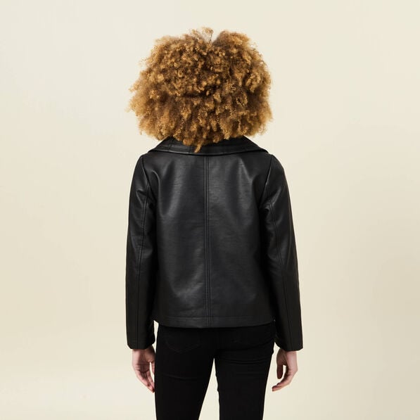 blouson biker simili cuir noir femme Blouson biker simili cuir noir femme
