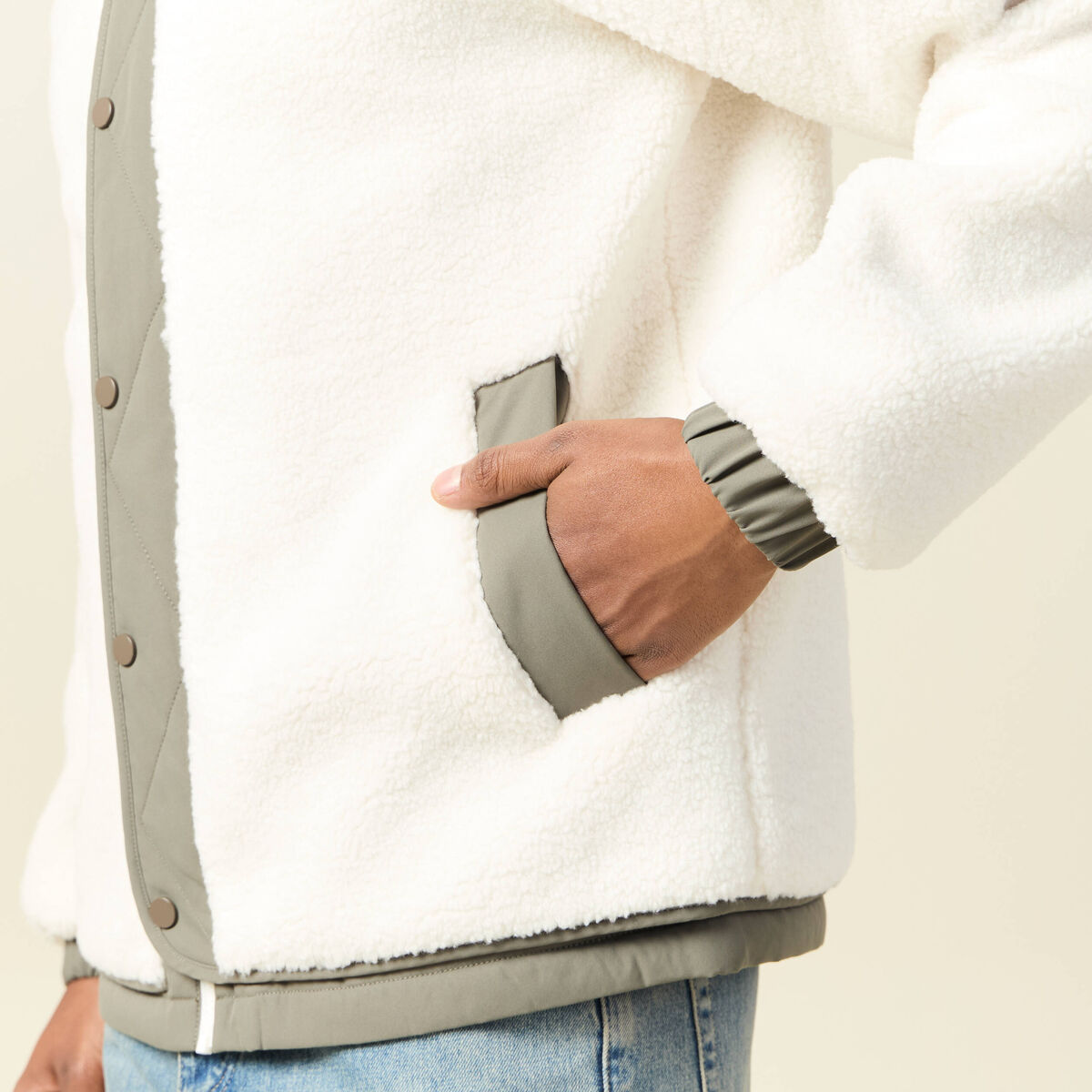 Blouson à capuche ecru homme