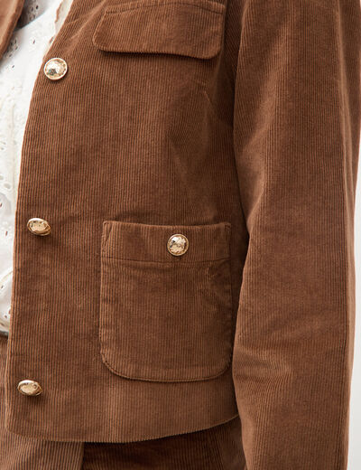 Veste manches longues en velours vieux rose femme
